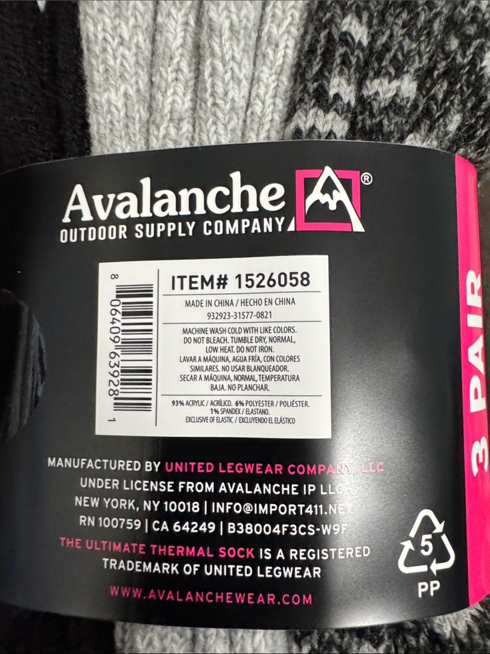 Avalanche Cozy Knit Socks - Black, Gray & White Trio - Picture 2 of 4
